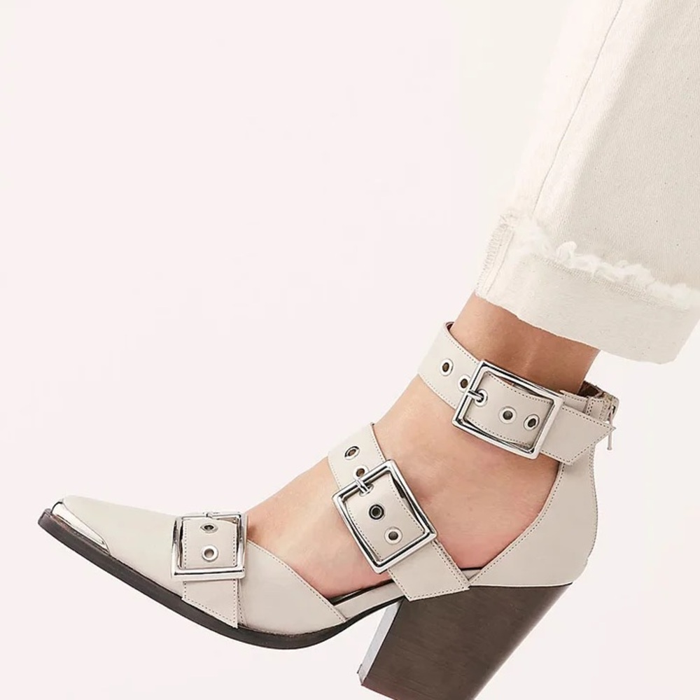Jeffrey Campbell/Free People bone-colored Hendrix heels.